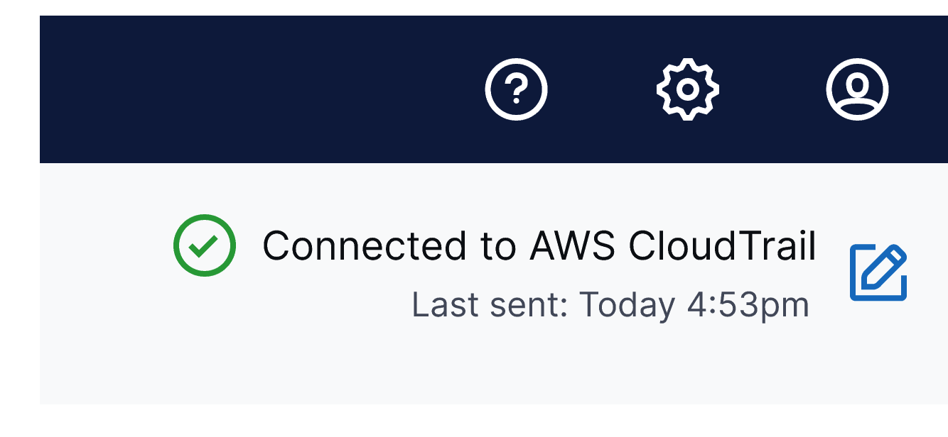 Connected to AWS CloudTrail