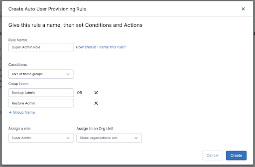 Create auto user provisioning rules